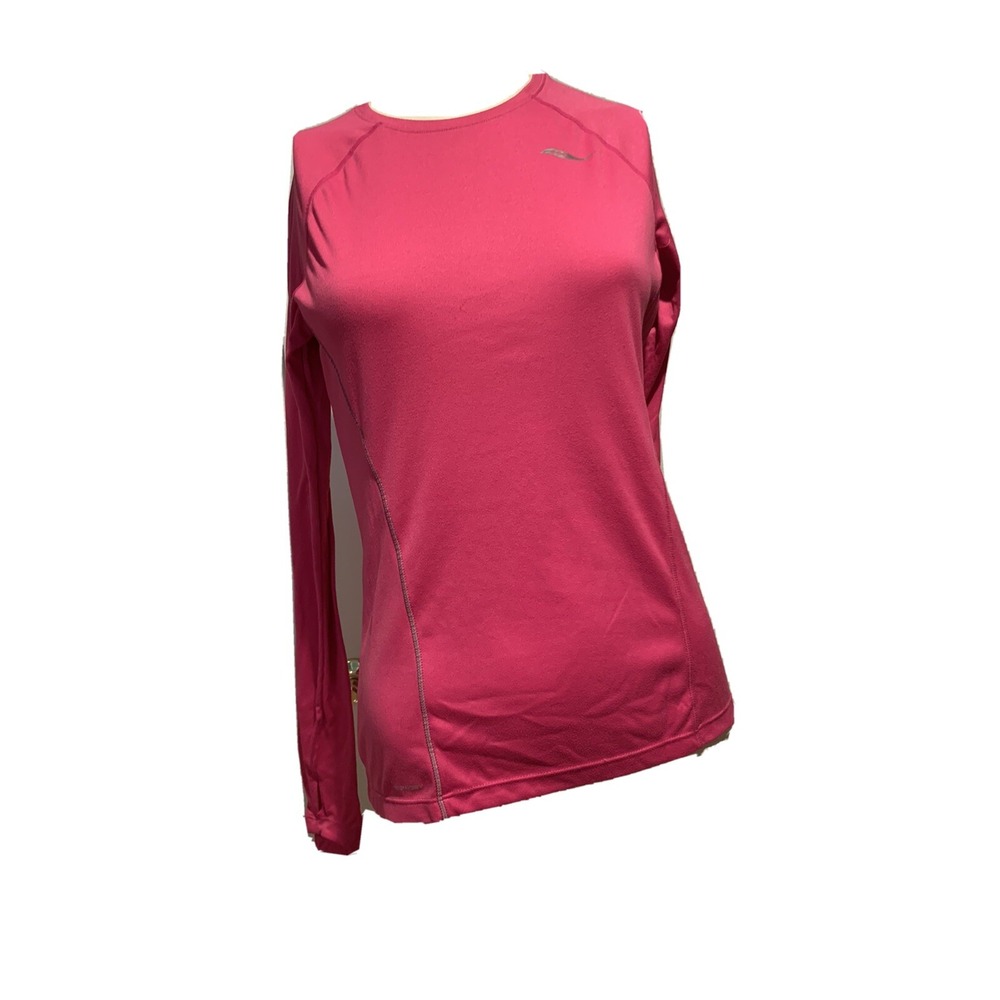 SAUCONY Womens Running Athletic Shirt Top Long Sleeve Pink Small